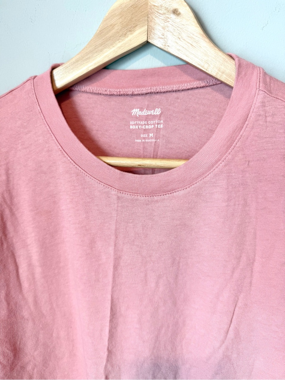 Madewell Softmade Cotton Boxy Crop Pink Short Sleeve T-Shirt Medium - Picture 2 of 3